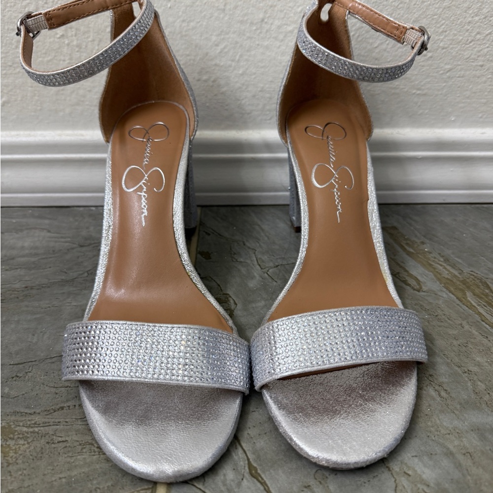 Jessica Simpson Shimmering Silver Heels